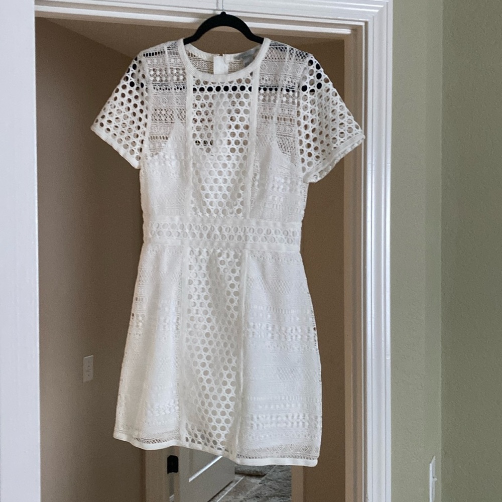 Lace, mini dress, fitted with liner